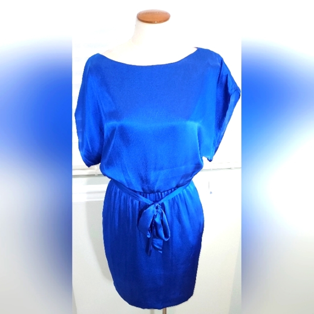 Aidan by Aidan Mattox Blue Shirt Chemise Solid Short Sleeve Dress NWT
